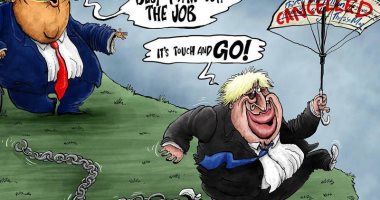 ترامب يشجع جونسون على السقوط من الهاوية فى كاريكاتير "إندبندنت" البريطانية