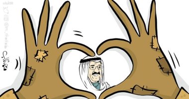كاريكاتير الصحف الكويتية.. الشيخ صباح الأحمد الصباح قائد العمل الإنسانى