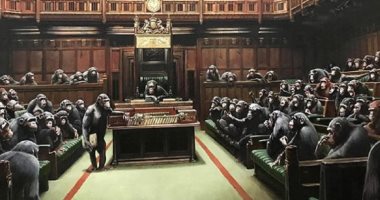 شاهد..عرض لوحة تصور البرلمان البريطانى ممتلئا بـ"القرود" للبيع فى مزاد علنى