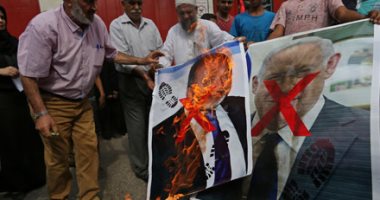 مظاهرات فى غزة بالتزامن مع لقاء الرئيس الإسرائيلى مع جانتس ونتنياهو