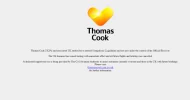 توماس كوك تغلق موقعها الإلكترونى.. وتترك رسالة اعتذار لعملائها