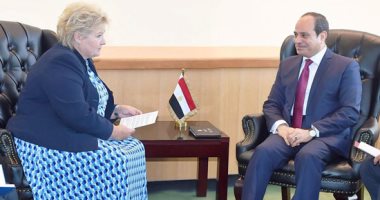 رئيسة وزراء النرويج تؤكد للسيسي دور مصر المحورى لحفظ استقرار الشرق الأوسط