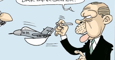 كاريكاتير تركى: الأتراك يعانون الجوع وأردوغان يلهو بالطائرات