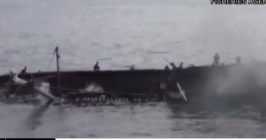 فيديو يرصد غرق قارب صيد كورى شمالى بعد اصطدامه بسفينة يابانية