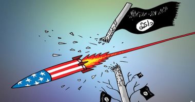 كاريكاتير الصحف الإماراتية.. القصف الأمريكى يقتل شجرة الإرهاب الداعشية 