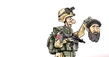 كاريكاتير إسرائيلى: القوات الأمريكية بترت رأس الأفعى "البغدادى" عن جسد داعش
