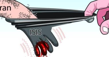 كاريكاتير الصحف السعودية .. دم ضحايا الإرهاب يلطخ يد ايران