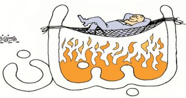 كاريكاتير صحيفة عمانية.. اشتعال النيران فى لبنان