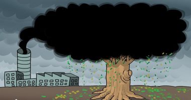 كاريكاتير الصحف الإماراتية.. انبعاثات المصانع تضر البيئة و تقضى على الاشجار