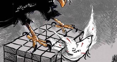 كاريكاتير الصحف الفلسطينية .. طائر إيران المفترس ينقض على حمامة السلام العراقية