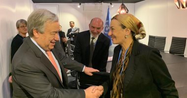 وزيرة البيئة تلتقى الأمين العام للأمم المتحدة بمدريد