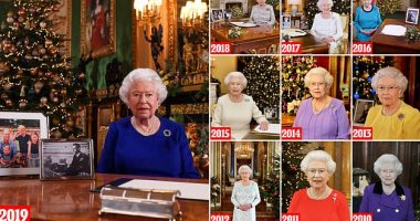 شاهد صور الملكة اليزابيث فى احتفالات الكريسماس على مدار عقد كامل