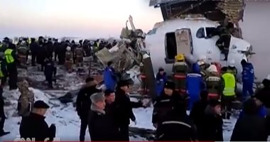 شاهد اللحظات الأولى عقب حادث تحطم الطائرة المنكوبة فى كازاخستان