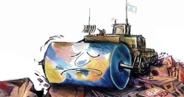 كاريكاتير صحيفة فلسطينية: هدم بيوت الفلسطينيين بمدرعة إسرائيلية