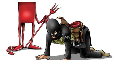 كاريكاتير صحيفة سعودية.. الإرهابيين رؤوس شياطين