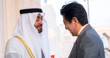 محمد بن زايد يستقبل رئيس وزراء اليابان فى أبوظبى.. صور
