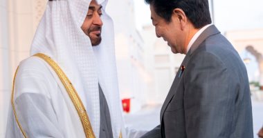 ولي عهد أبو ظبى يبحث مع رئيس وزراء اليابان سبل التهدئة فى الشرق الأوسط