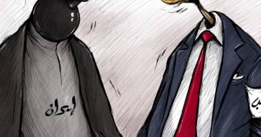 كاريكاتير صحيفة اماراتية.. ترامب يشعل فتيل الثورة فى ايران