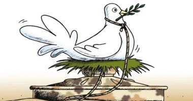 كاريكاتير صحيفة أردنية .. حمامة السلام مقيدة بالحبال