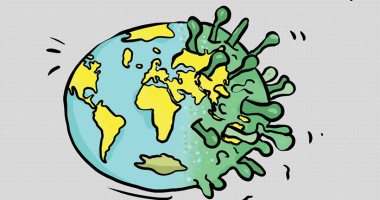 كاريكاتير صحيفة كويتية.. فيروس كورونا يهدد العالم 