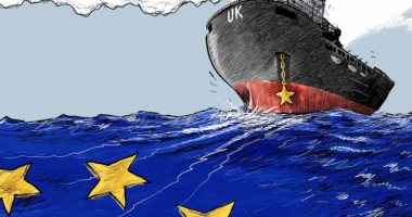 كاريكاتير صحيفة سعودية.. مركب المملكة المتحدة تغادر الاتحاد الأوروبى