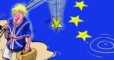 كاريكاتير صحيفة سعودية.. جونسون يُخرج بريطانيا من الإتحاد الأوروبى 