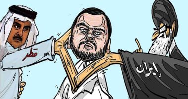 كاريكاتير موقع يمنى.. قطر وإيران يطوقان جماعة الحوثى