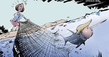 كاريكاتير وكالة روسية.. ترامب يهرب من شبكة "بيلوسى" فى قضية العزل 
