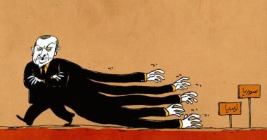 كاريكاتير صحيفة إماراتية.. الطاغية أردوغان يطمع فى ثروات سوريا وليبيا