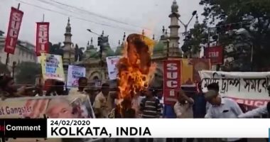 مظاهرات فى الهند إحتجاجا على زيارة ترامب