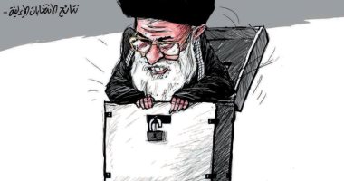 كاريكاتير صحيفة سعودية.. خامئنى يتحكم فى الصندوق الانتخابى لإيران