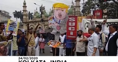 شاهد مظاهرات فى الهند احتجاجاً على زيارة الرئيس الأمريكى ترامب
