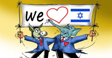 كاريكاتير صحيفة إماراتية.. الحمار والفيل يدعمان إسرائيل للفوز بالانتخابات