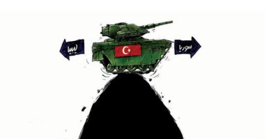 كاريكاتير صحيفة سعودية.. النظام التركى يدمر ليبيا وسوريا