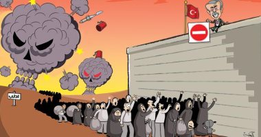 كاريكاتير صحيفة إماراتية.. أردوغان يقتل ويسفك دماء أهل إدلب السورية 