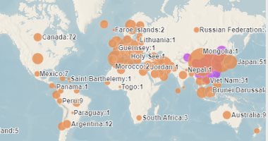 خريطة انتشار فيروس كورونا فى العالم بعد وصول الإصابات لـ 113672 عالميا