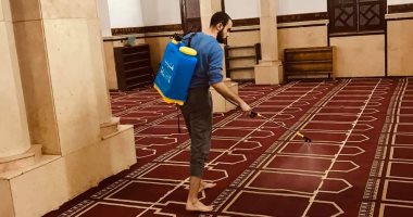 قارئ يشارك بصور لتعقيم المساجد بالقليوبية ضد فيروس كورونا