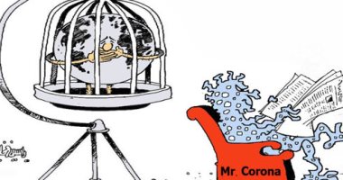 كاريكاتير صحيفة عمانية .. مستر " كورونا " يحاصر العالم