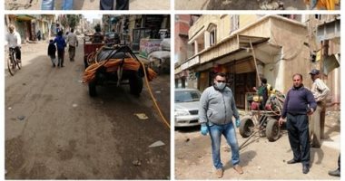 شباب قرية سيف الدين بدمياط يطهرون الشوارع لمكافحة فيروس كورونا