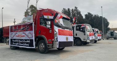 الهلال الأحمر المصرى يسلم دفعة مساعدات للهلال الأحمر الفلسطينى
