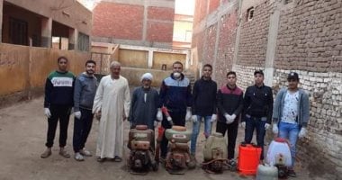 مبادرة شبابية لتعقيم شوارع ومساجد قرية كفر مويس بالقليوبية