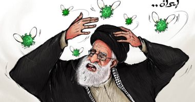 كاريكاتير صحيفة إماراتية.. "كورونا" كابوس الملالى فى إيران