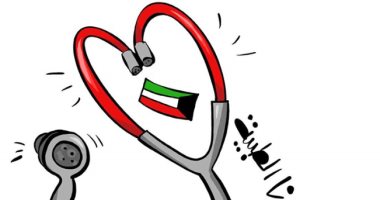 كاريكاتير صحيفة كويتية يسلط الضوء على الكوادر الطبية فى مواجهة كورونا