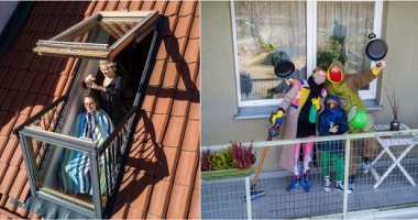 مصور يتحدى كورونا بـ"فوتوسيشن عن بعد" للعائلات من الشرفات والأسطح