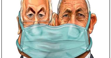 كاريكاتير إسرائيلى:"الكمامة" العنصر المشترك الوحيد بين نتنياهو وغريمه جانتس