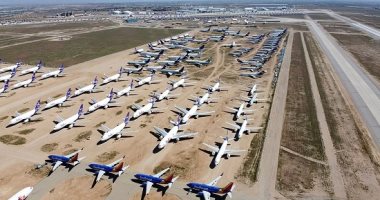 أمريكا تلجأ لصحراء كاليفورنيا لركن مئات الطائرات بسبب أزمة كورونا.. صور