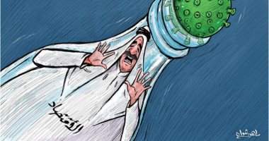 كاريكاتير صحيفة كويتية.. فيروس كورونا يسيطر على الاقتصاد