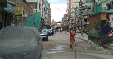 رش شوارع مدن محافظة كفر الشيخ والمناطق العشوائية وإزالة التعديات
