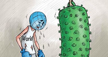 كاريكاتير صحيفة كويتية.. فيروس كورونا أرهق العالم