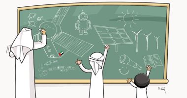 كاريكاتير صحيفة إماراتية.. يبرز دور التقدم العلمي ودوره في تحقيق رؤية الإمارات المستقبلية